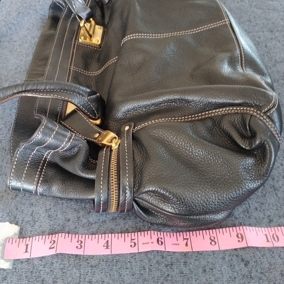 B Makowsky Black Pebble Leather Satchel Shoulder Bag - Picture 12 of 14